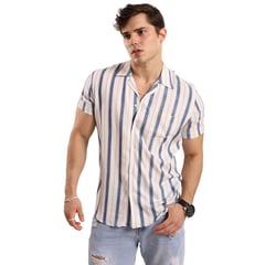 TROPIKL - Camisa Hawaiana Hombre Cream Slim Fit