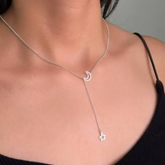 JOYERIA D'PILMER - COLLAR DE PLATA LUNA ESTRELLA