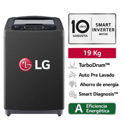 LG - Lavadora LG 19 kg Carga Superior Smart Inverter WT19BPB Negro