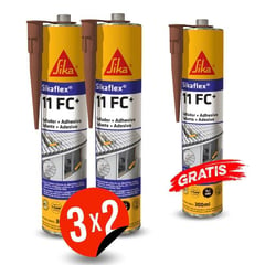 SIKA - Pack 3x2 Sellante y adhesivo de juntas flex-11 FC Marrón x 300ml