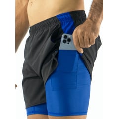 GENERICO - Pantaloneta De Running para Hombre Talla S Color azul con negro