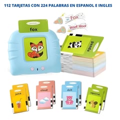 GENERICO - Lector de tarjetas en Español e Inglés para Niño Celeste