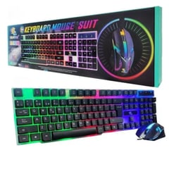 GENERICO - Kit Teclado y Mouse Gamer para Pc Laptop Cable USB Luz RGB Negro