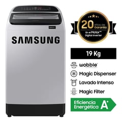 SAMSUNG - LAVADORA 19 Kg Carga Superior WA19T6260BY/PE- Gris