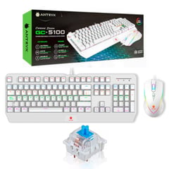 ANTRYX - COMBO TECLADO MECANICO Y MOUSE GC-5100W BLANCO SWITCH AZUL