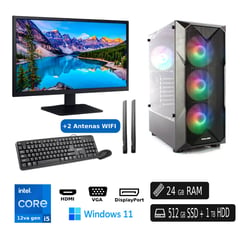 INTEL - PC Nueva Ci5-12450 12va 24GB Ram 512GB SSD 1TB HDD + WIFI + Monitor 22