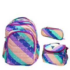 TIGO - Set Mochila Rosado Con Estrellas