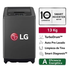 LG - Lavadora 13 KG Carga Superior Smart Motion WT13BPBK Negro Claro