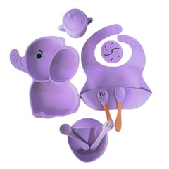 GENERICO - Kit de Alimentacion Elefante Bebe Color Morado 10 Piezas