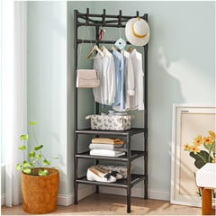 MINARI - Perchero Organizador Colgador de Ropa Esquinero Negro P52