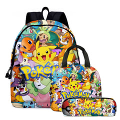 ORILWAYO - Set de x3 Mochila Pokémon Pikachu lonchera y Cartuchera