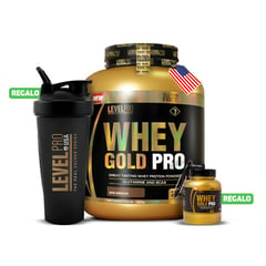 LEVEL PRO - Whey Gold 3kg Chocolate + Shaker + Porta Proteína