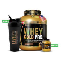 LEVEL PRO - Whey Gold 3kg Chocolate + Shaker  + Porta Proteína
