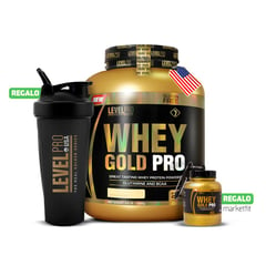 LEVEL PRO - Whey Gold 3kg Vainilla + Shaker + Porta Proteína