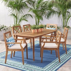 HOME PREMIUM - Juego de Comedor 6 Sillas Terraza Mirna Beige