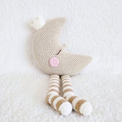 BE CRAFTY - Cojín Peluche Decorativo Luna Kawaii para Cuna de Bebé