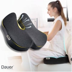 DAUER - Cojín Asiento Ergonómico Viscoelástico Carbón de Bambú Negro