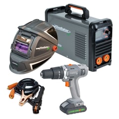 GLADIATOR - Soldadora Inverter 200 AMP 3/8 LCD + Mascara + Taladro 18v