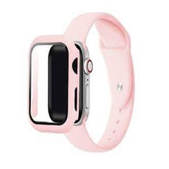 GENERICO - Bumper y correa silicona apple watch 44mm, serie 1 2 3 4 5 6 rosa