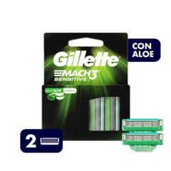 GILLETTE - Cartuchos para Afeitar Gillette Mach3 Sensitve 2 unidades