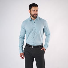 LIMA SHIRT CO - Camisa Lima Shirt Slim Fit Fil a Fil Azul Teal