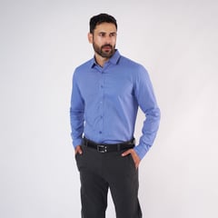 LIMA SHIRT CO - Camisa Lima Shirt Slim Fit Fil a Fil Azul