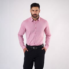 LIMA SHIRT CO - Camisa Lima Shirt Slim Fit Fil a Fil Rojo