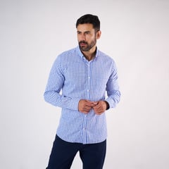 LIMA SHIRT CO - Camisa Lima Shirt Modern Fit Vichy Azul