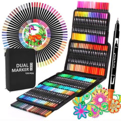 GENERICO - Plumones Dual Brush Punta Pincel 120 Colores con Estuche