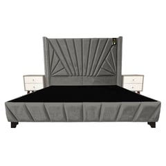 BARAKA HOME - Dormitorio Lienz 1 Plz + Cabecera + 2 Veladores - Gris Oscuro