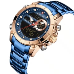 NAVIFORCE - Reloj casual y elegante Azul dorado para hombre