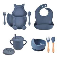 OEM - Plato para bebe - Set de platos de silicona bebe - Azul