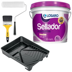 LOSARO - Combo sellador de pared antisalitre 4Lt rodillo bandeja brocha 3p