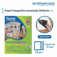 GENERICO - Papel Fotográfico Imantado Brillante A4 TWINS 10 Hojas