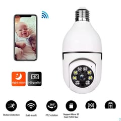 GENERICO - Foco Cámara Smart 360° de Seguridad Wifi Visión Nocturna Altavoz