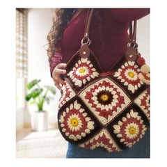 GENERICO - Cartera de moda de Crochet Tejido a Mano con Detalles Florales