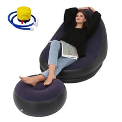 GENERICO - Sillón Inflable sofá puff con Posapies color purpura