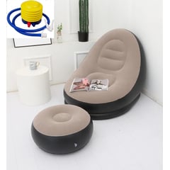 GENERICO - Sillón Inflable sofá puff con Posapies color beige