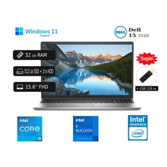 DELL - Laptop 15 3520 Intel Core I5 12va Gen 32GB RAM 512GB SSD +1TB HDD 15 FHD+ Regalo USB 128GB