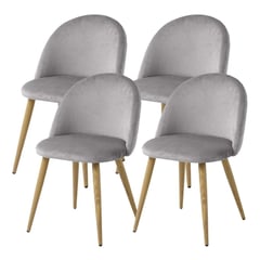 Set x 4 Sillas Comedor Sitial Terciopelo Acolchada Gris