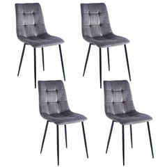 NOVAHUS - Set x 4 Sillas De Comedor De Terciopelo Gris