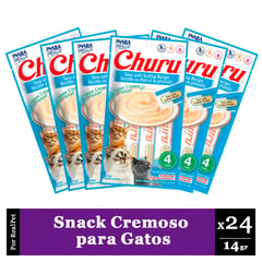 CHURU - Snack Cremoso Gato Sabor Atún y Ostras 24 x 14gr