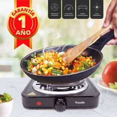 FAMILE - Cocina Eléctrica de 1 Hornilla 1500w Negro