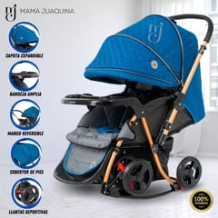 BABY HAPPY - Coche Cuna Mecedora de Lujo «GRAND ROYCE» Blue