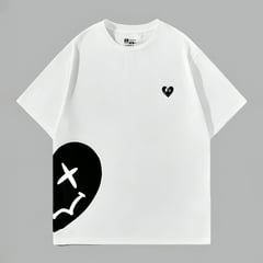 YANSUS - Polo Blanco Hombre Oversize Estampado Corazon