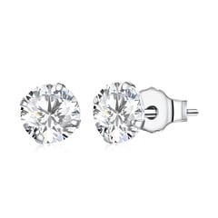 GENERICO - Aretes Pendientes para Mujer Plata 950 Zircón Blanco - 4mm