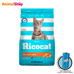 RICOCAT - Comida Gatos Adulto De Pollo Sardina Y Salmón 9Kg