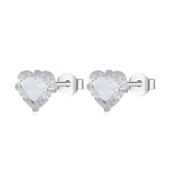 GENERICO - Aretes Punto De Luz Zircón Corazón Blanco Joya Plata - 7mm