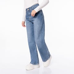 GENERICO - Denim Wide Leg Clásico Liso