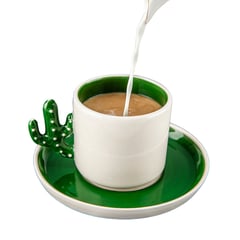 DORELINE - Taza para café té hecha a mano cactus verde 180ml pack x 2